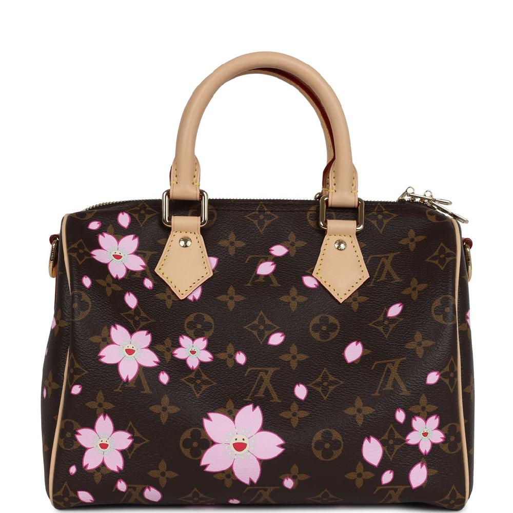 Louis Vuitton X Takashi Murakami Cherry Blossom Speedy 25 Bandouliere Brown Monogram Gold Hardware