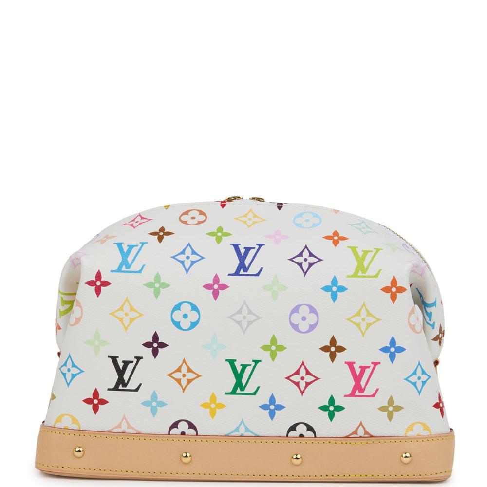 Louis Vuitton X Takashi Murakami Cosmetic Pouch GM White Multicolored Monogram Gold Hardware