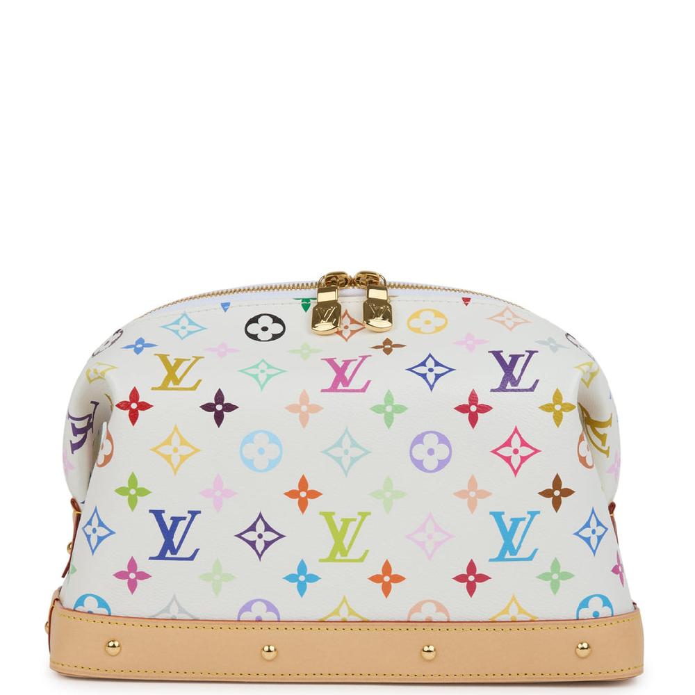 Louis Vuitton X Takashi Murakami Cosmetic Pouch GM White Multicolored Monogram Gold Hardware