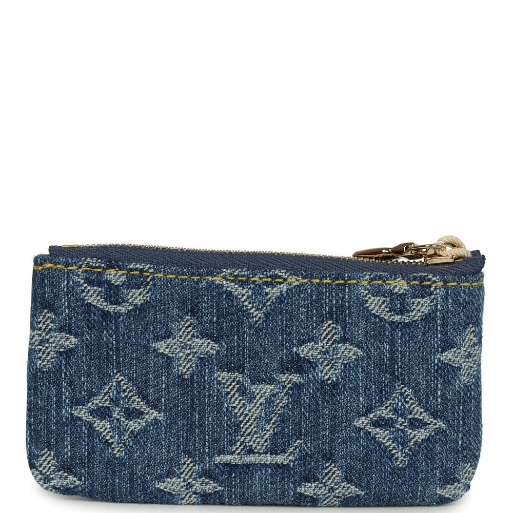 Louis Vuitton X Takashi Murakami Key Pouch Denim Monogram Cherry Gold Hardware