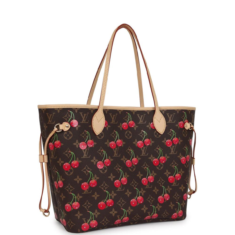 Louis Vuitton X Takashi Murakami Neverfull MM Cherry Brown Monogram Gold Hardware
