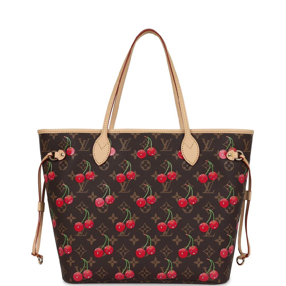 Louis Vuitton X Takashi Murakami Neverfull MM Cherry Brown Monogram Gold Hardware