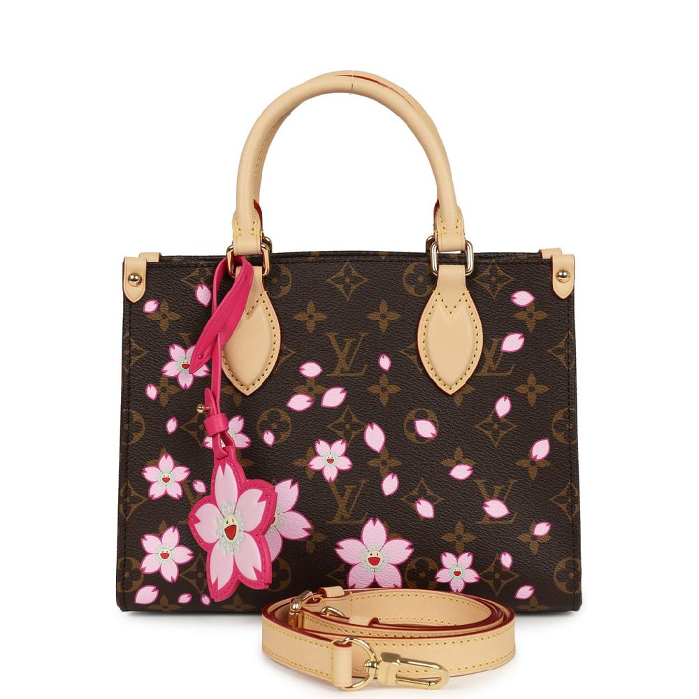 Louis Vuitton X Takashi Murakami OnTheGo PM Cherry Blossom Brown Monogram Gold Hardware