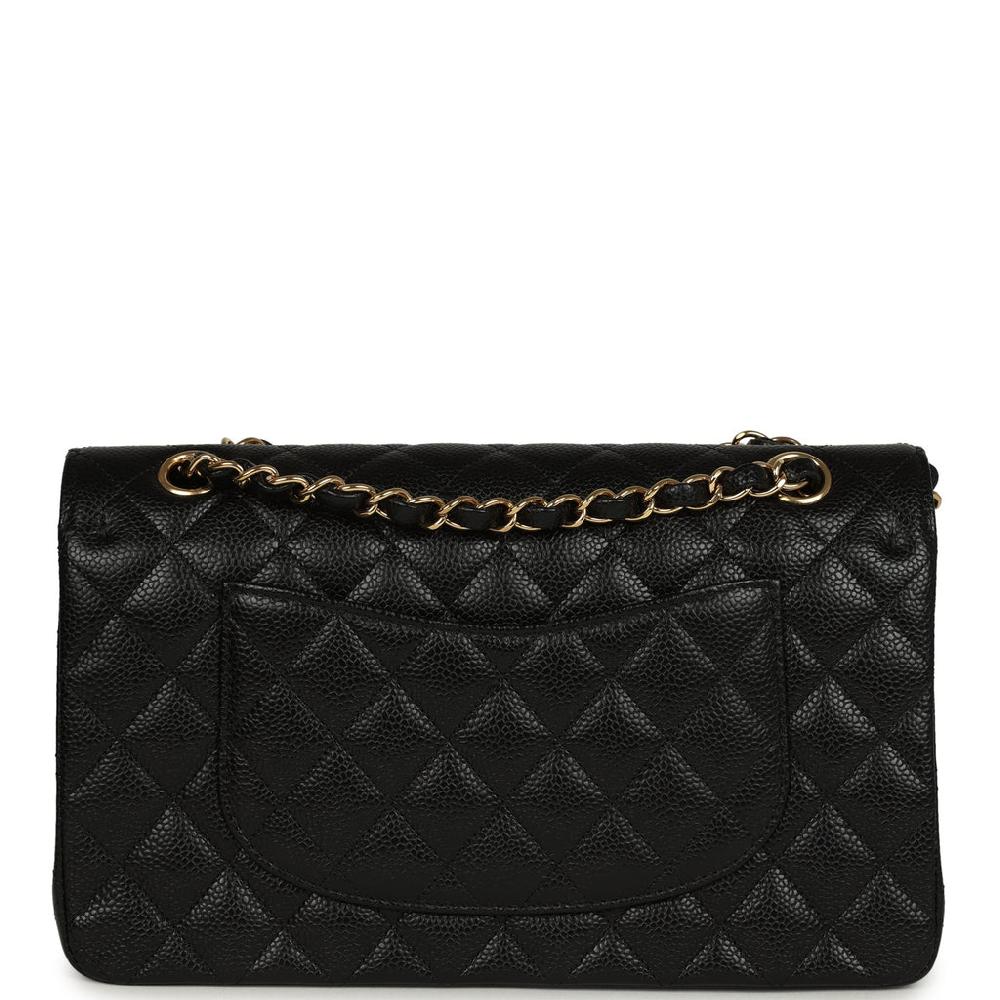 Pre-owned Chanel Medium Classic Double Flap Black Caviar Gold Hardware