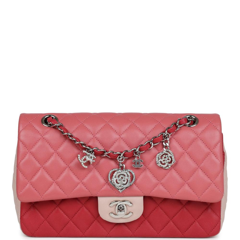 Pre-owned Chanel Medium Valentine Single Flap Bag Tricolored Lambskin Silver Hardware