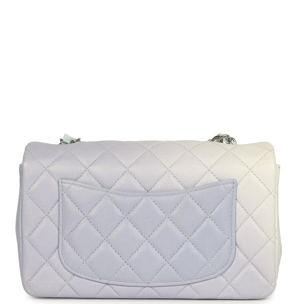 Pre-owned Chanel Mini Classic Rectangular Flap Bag Ombre Purple Iridescent Lambskin Silver Hardware