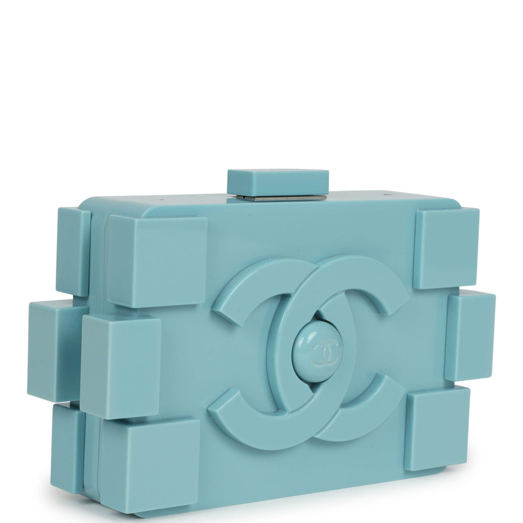 Pre-owned Chanel Supermarket Boy Brick Lego Minaudiere Clutch Light Blue Plexiglass Silver Hardware