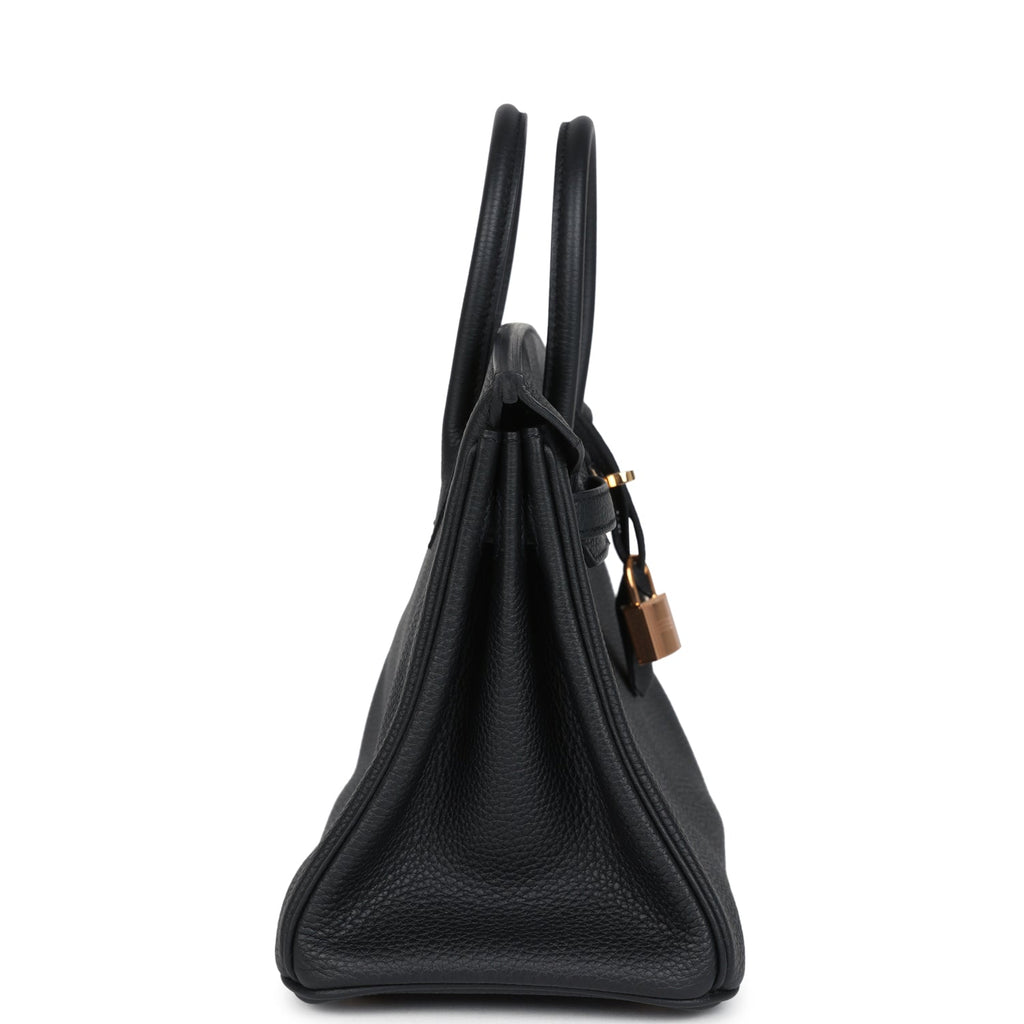 Pre-owned Hermes Birkin 25 Black Togo Rose Gold Hardware