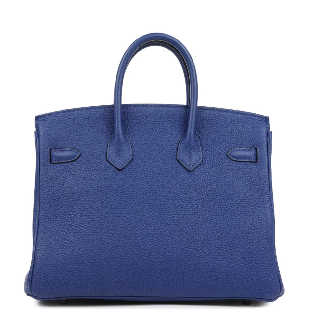 Pre-owned Hermes Birkin 25 Bleu Electric Togo Palladium Hardware