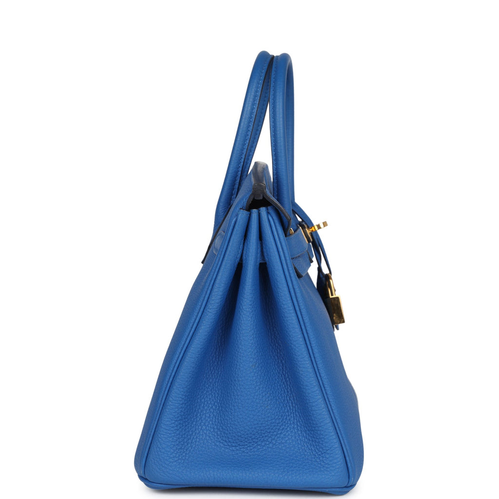Pre-owned Hermes Birkin 25 Bleu Zellige Togo Gold Hardware