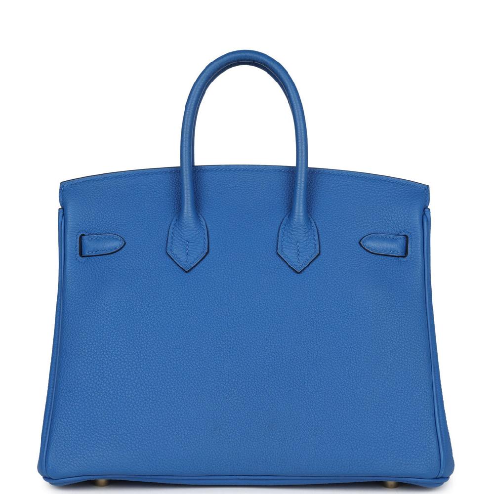 Pre-owned Hermes Birkin 25 Bleu Zellige Togo Gold Hardware