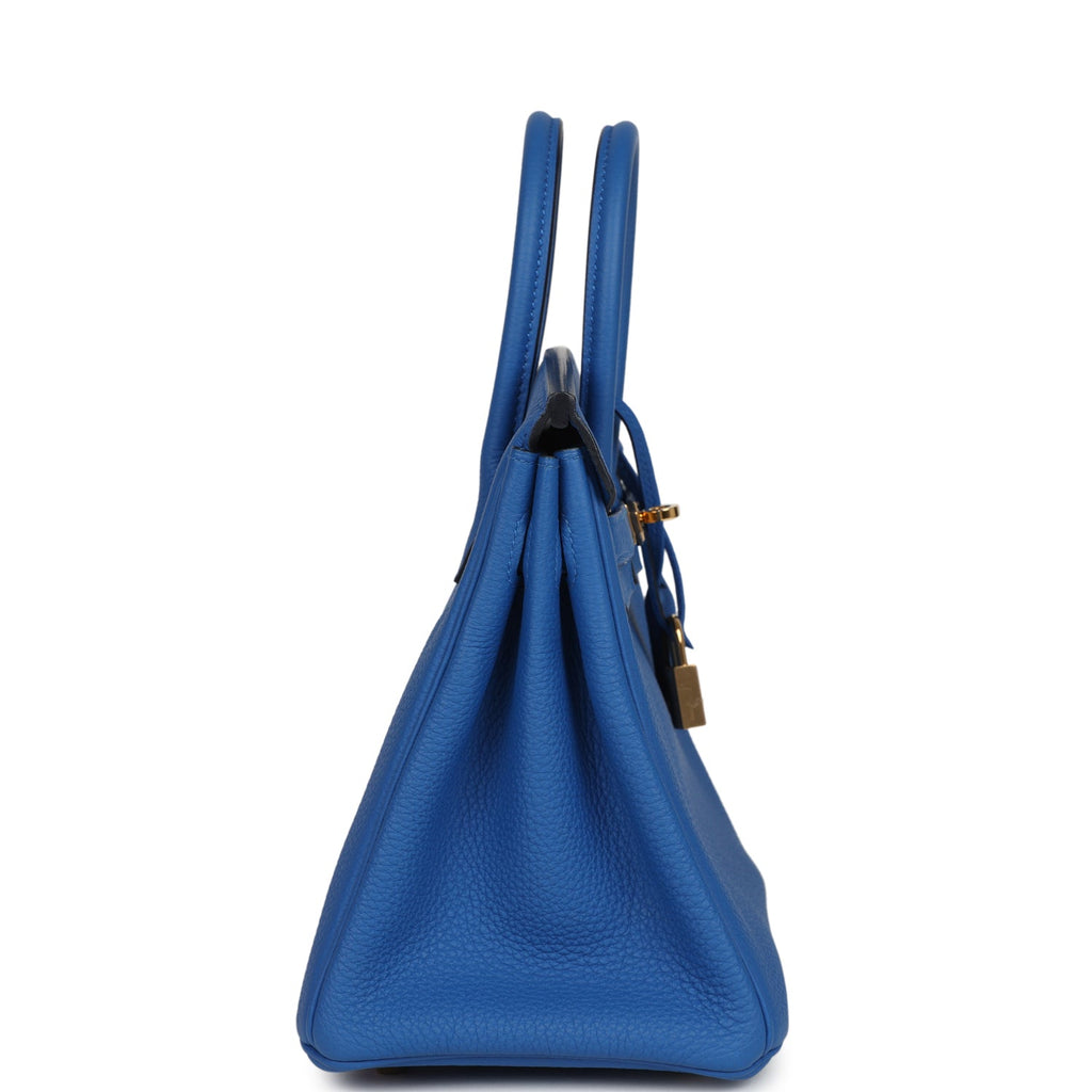 Pre-owned Hermes Birkin 25 Bleu Zellige Togo Gold Hardware
