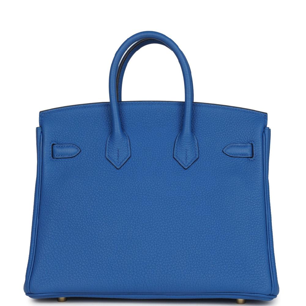 Pre-owned Hermes Birkin 25 Bleu Zellige Togo Gold Hardware