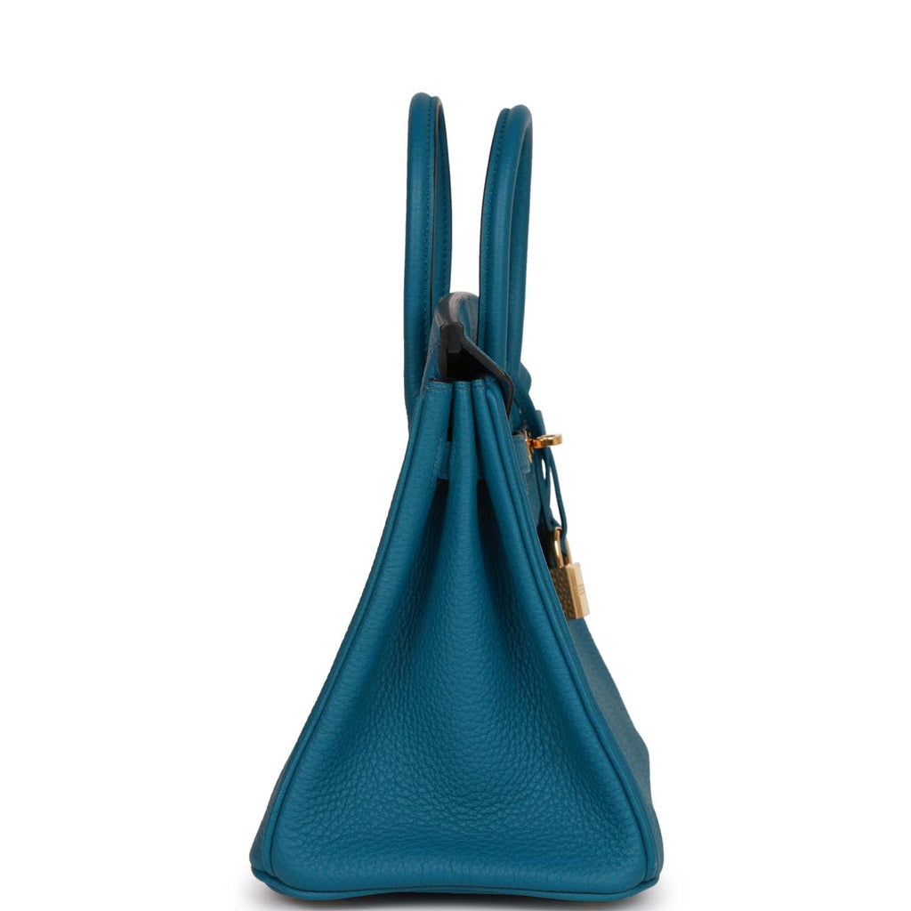 Pre-owned Hermes Birkin 25 Cobalt Togo Gold Hardware