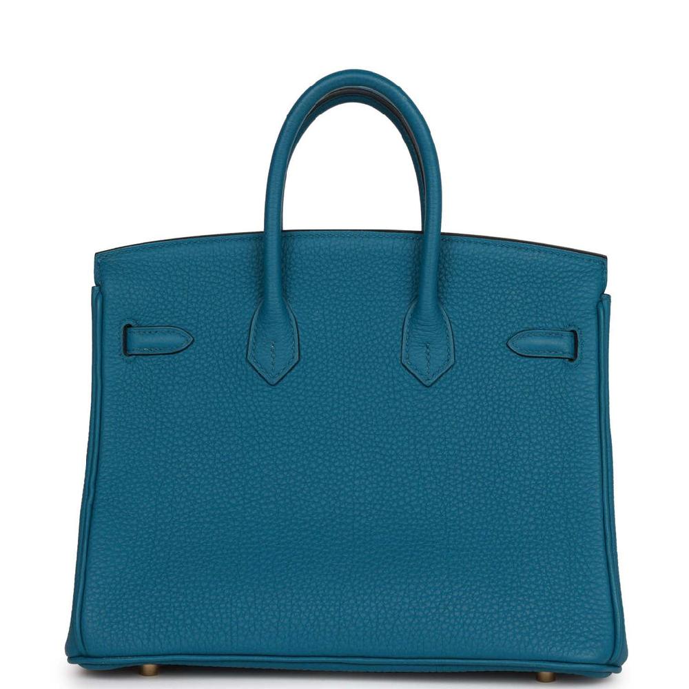 Pre-owned Hermes Birkin 25 Cobalt Togo Gold Hardware