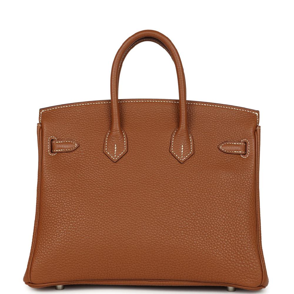 Pre-owned Hermes Birkin 25 Gold Togo Palladium Hardware