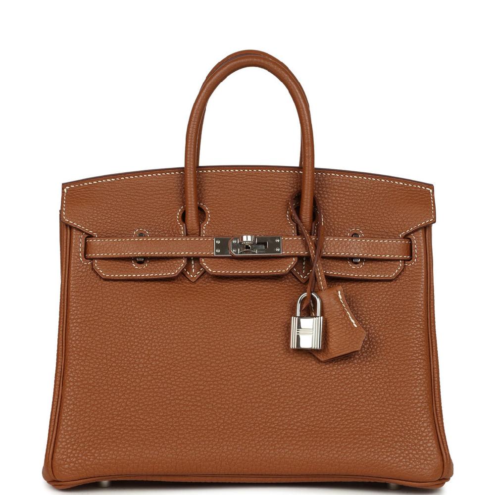 Pre-owned Hermes Birkin 25 Gold Togo Palladium Hardware