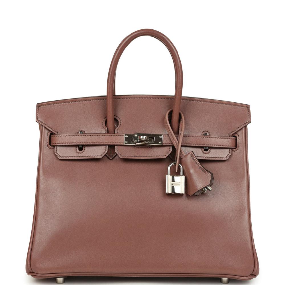 Pre-owned Hermes Birkin 25 Griolet Tadelakt Palladium Hardware