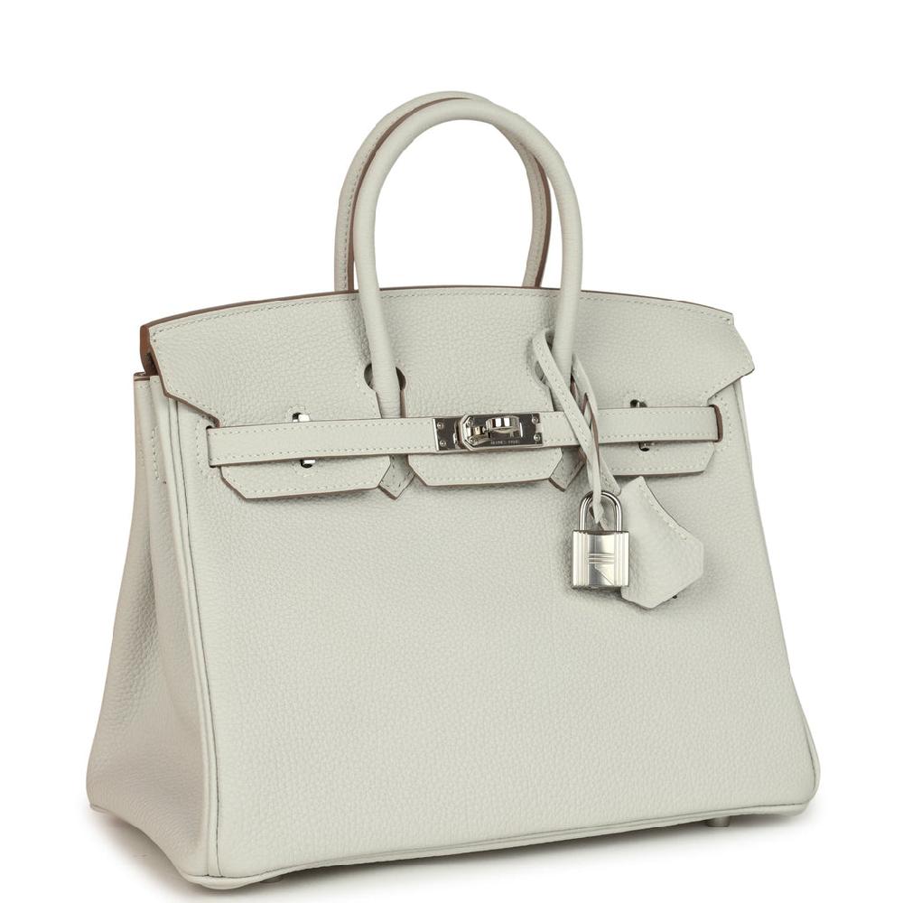 Pre-owned Hermes Birkin 25 Gris Pale Togo Palladium Hardware