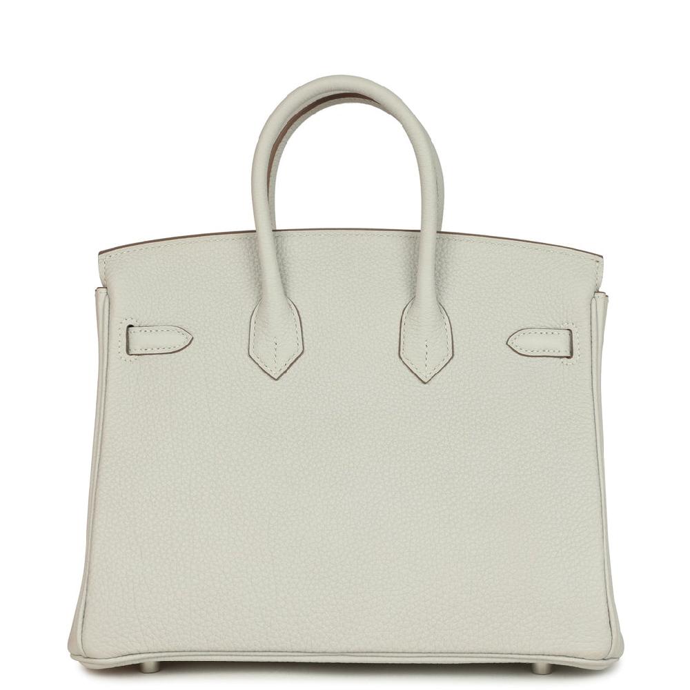 Pre-owned Hermes Birkin 25 Gris Pale Togo Palladium Hardware