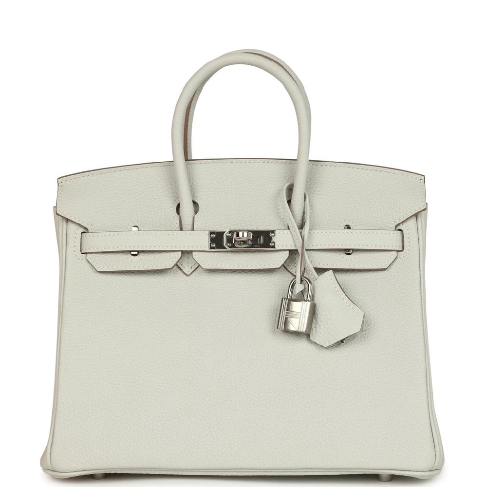 Pre-owned Hermes Birkin 25 Gris Pale Togo Palladium Hardware