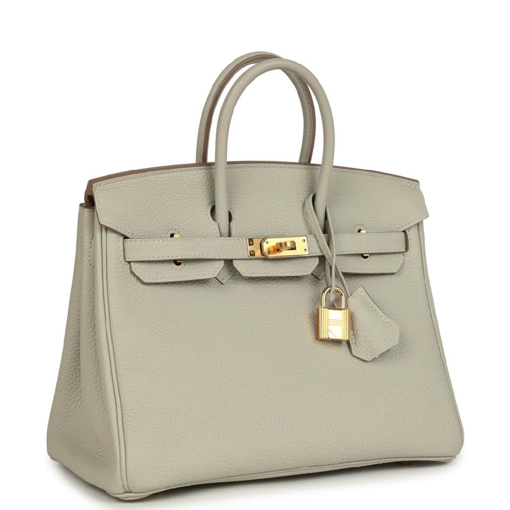Pre-owned Hermes Birkin 25 Gris Perle Togo Gold Hardware