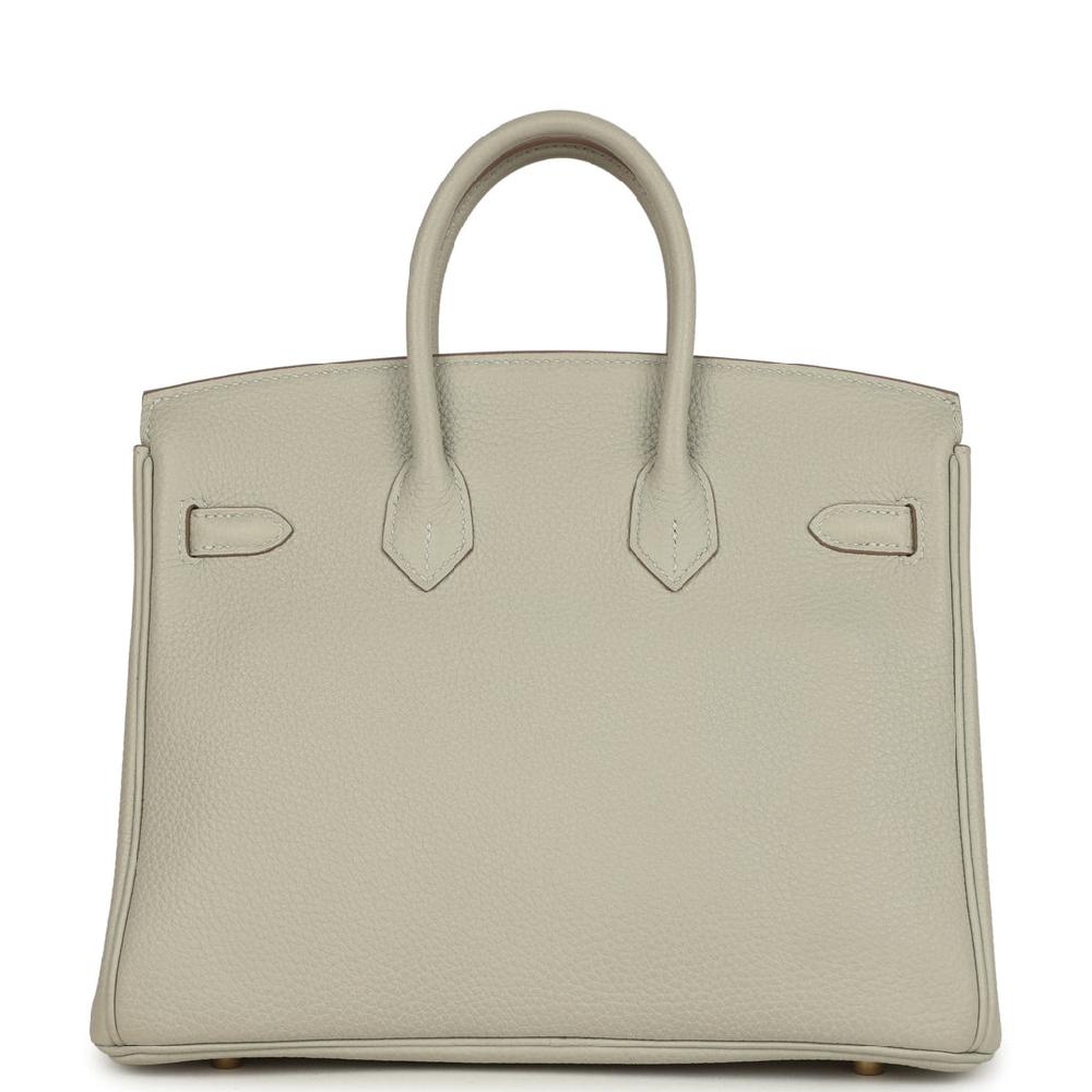 Pre-owned Hermes Birkin 25 Gris Perle Togo Gold Hardware