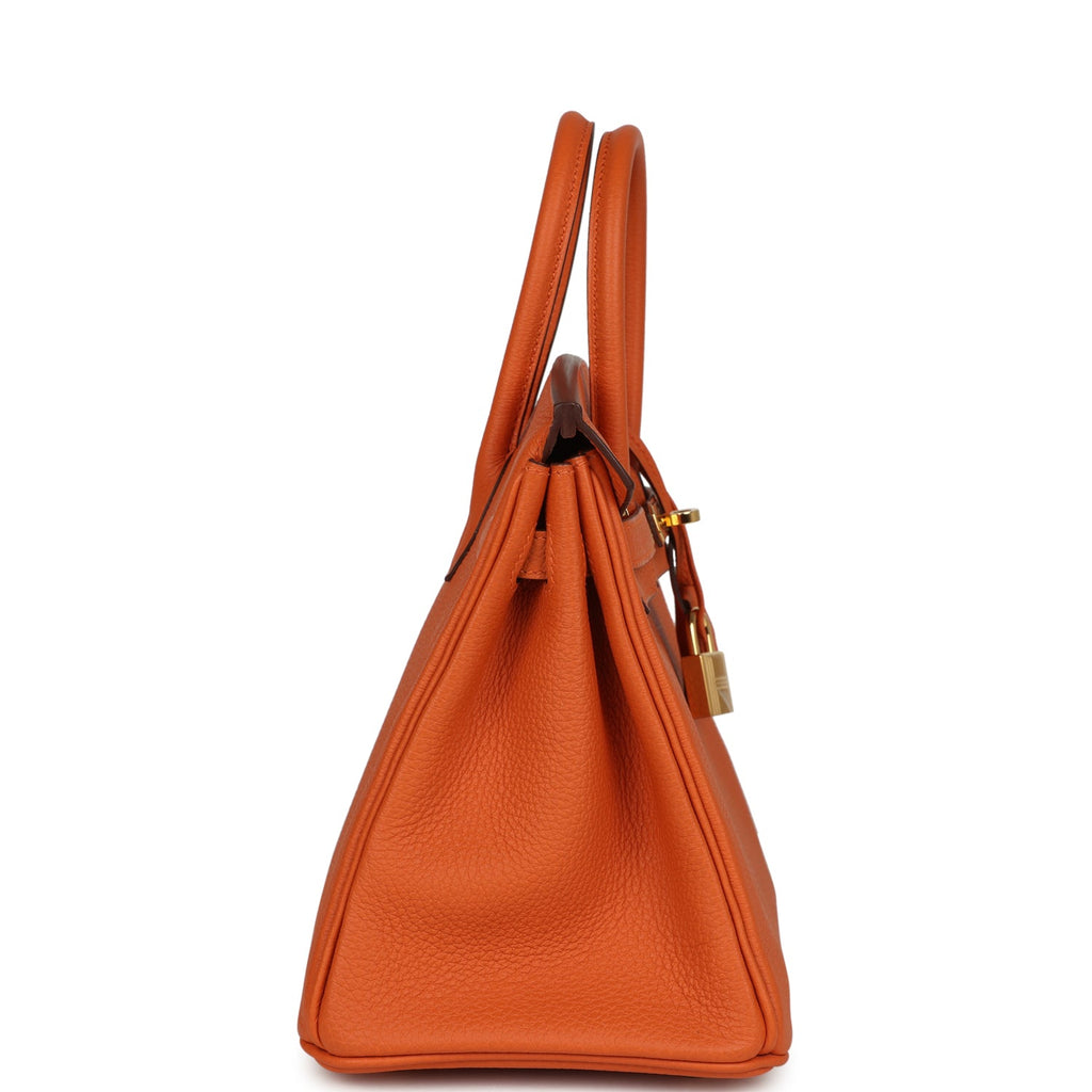 Pre-owned Hermes Birkin 25 Orange Togo Gold Hardware