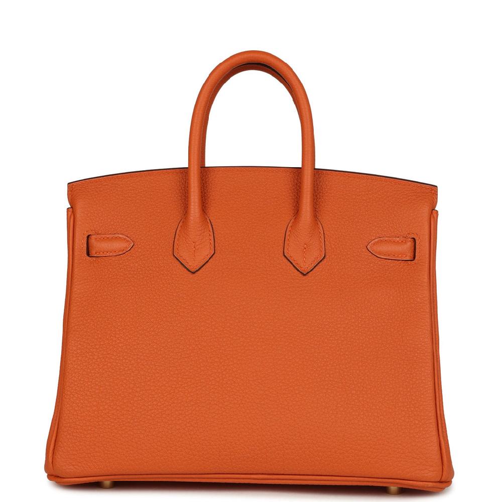 Pre-owned Hermes Birkin 25 Orange Togo Gold Hardware