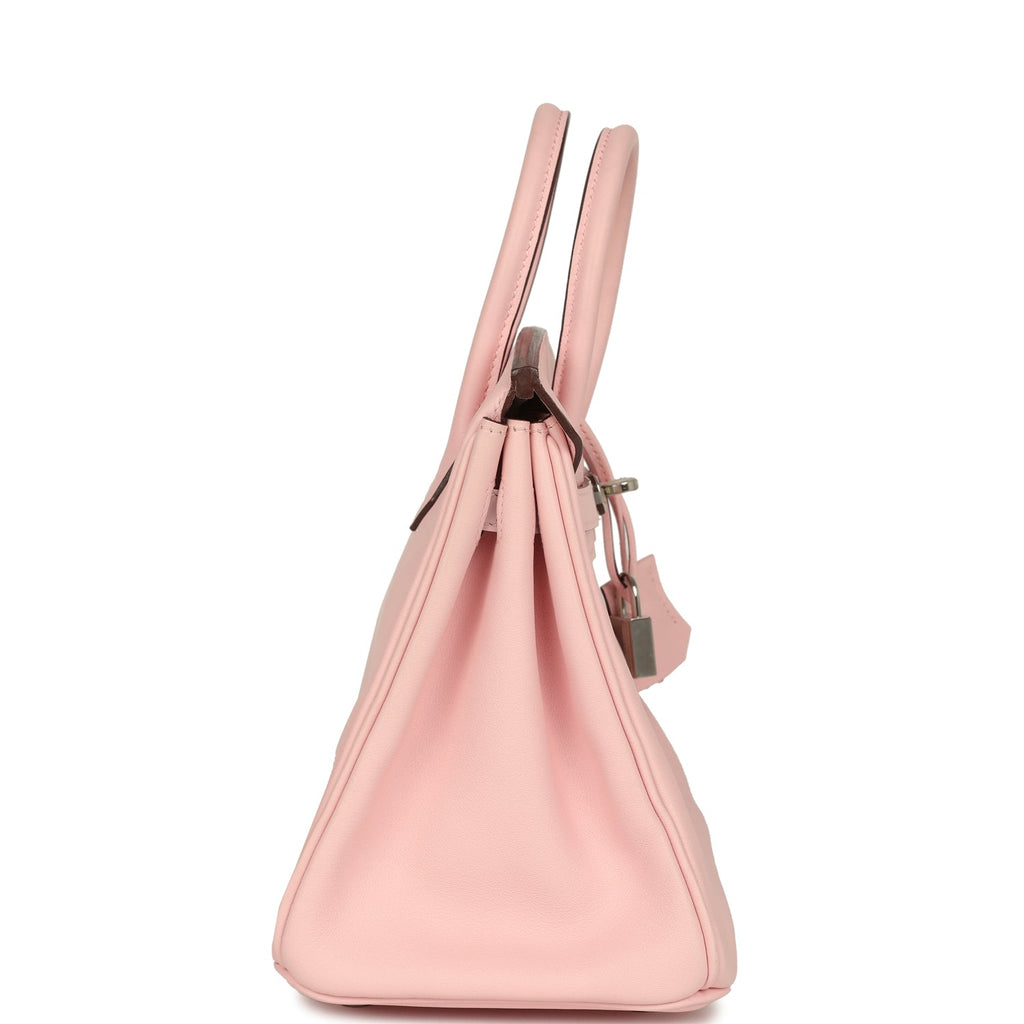 Pre-owned Hermes Birkin 25 Rose Sakura Swift Palladium Hardware