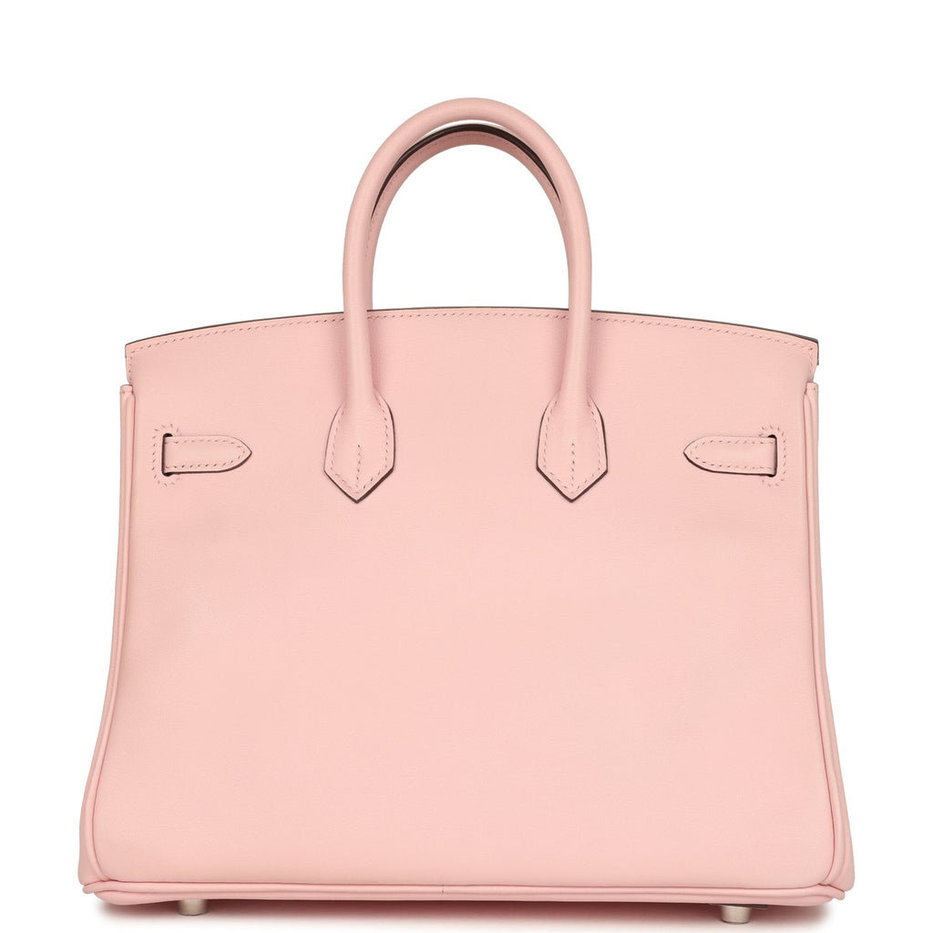 Pre-owned Hermes Birkin 25 Rose Sakura Swift Palladium Hardware
