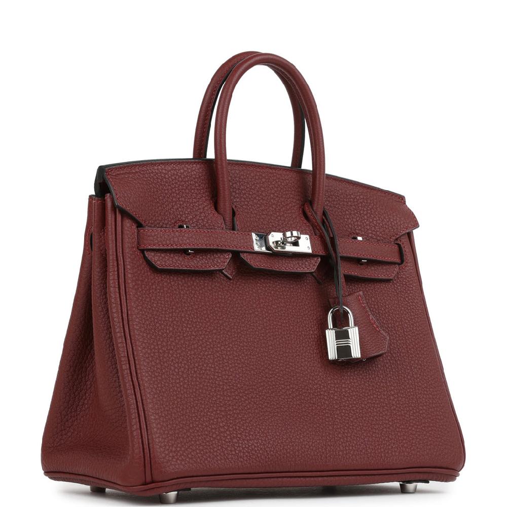 Pre-owned Hermes Birkin 25 Rouge H Togo Palladium Hardware