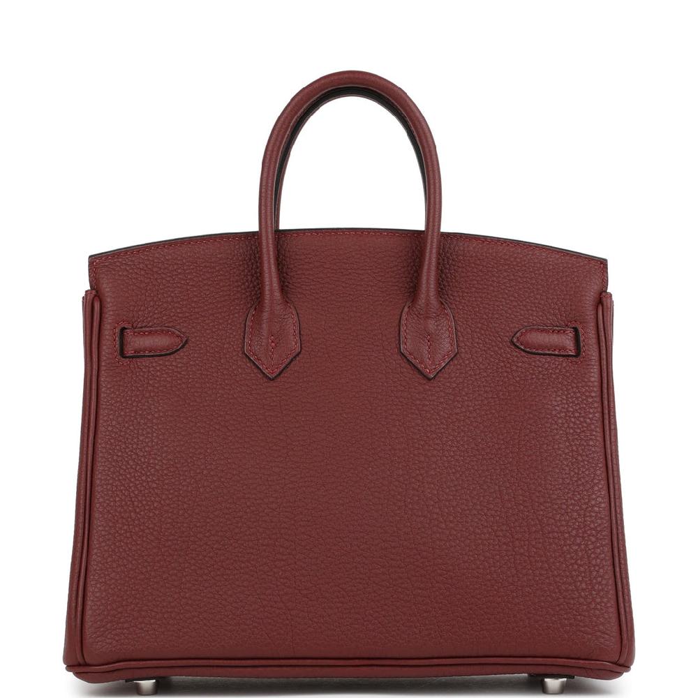 Pre-owned Hermes Birkin 25 Rouge H Togo Palladium Hardware