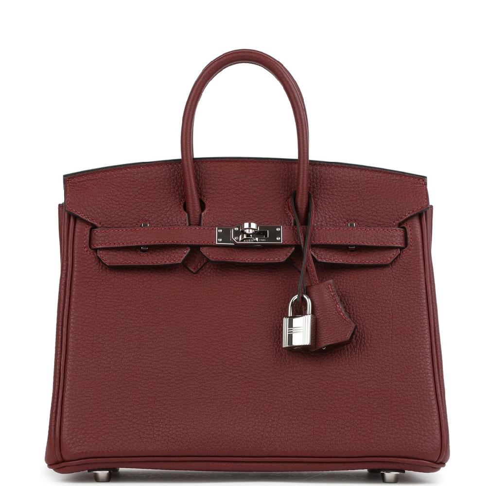 Pre-owned Hermes Birkin 25 Rouge H Togo Palladium Hardware