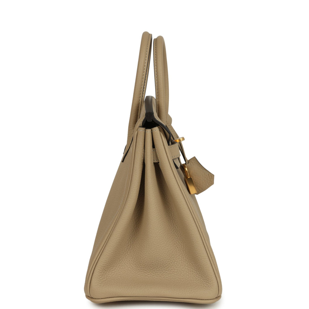 Pre-owned Hermes Birkin 25 Trench Togo Gold Hardware