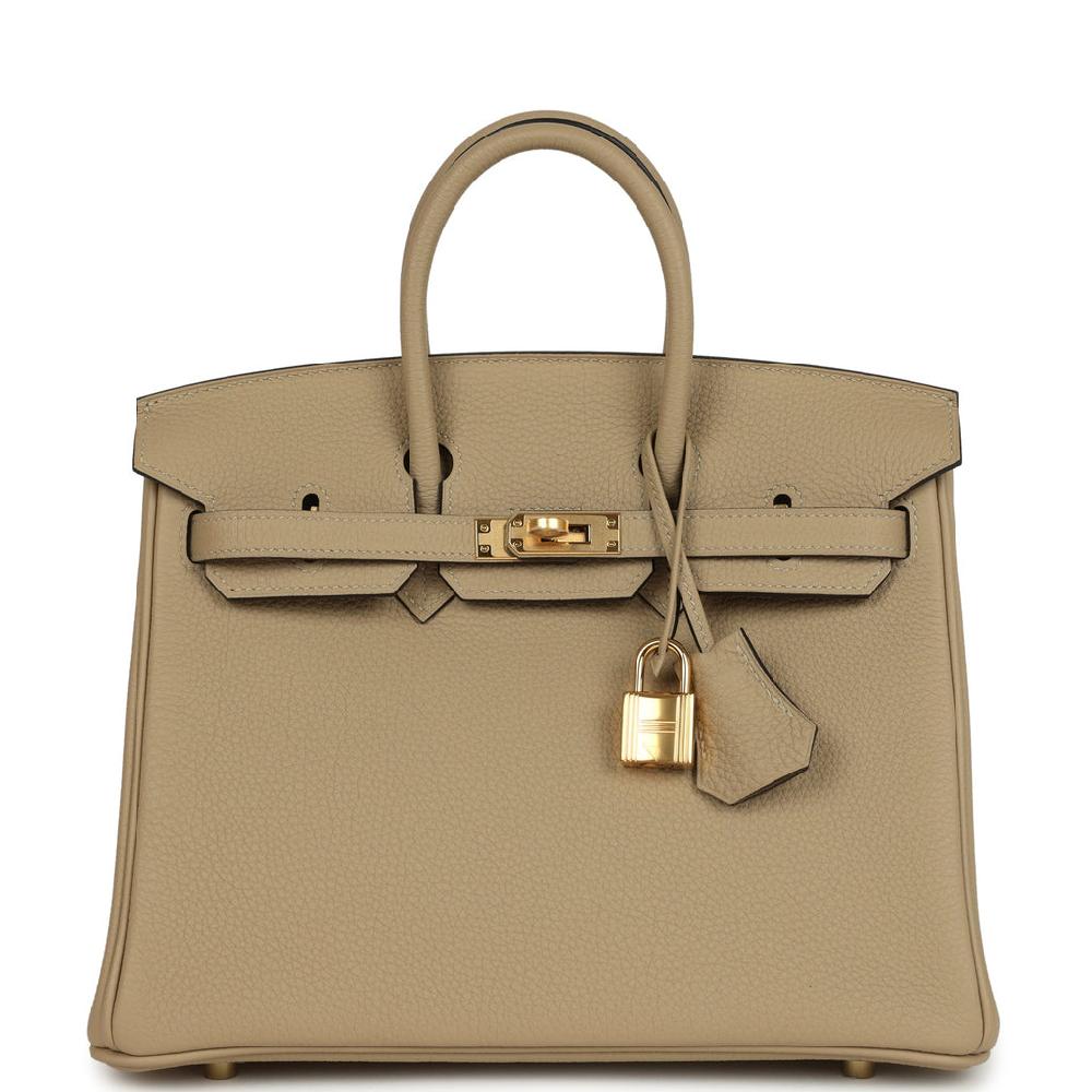 Pre-owned Hermes Birkin 25 Trench Togo Gold Hardware