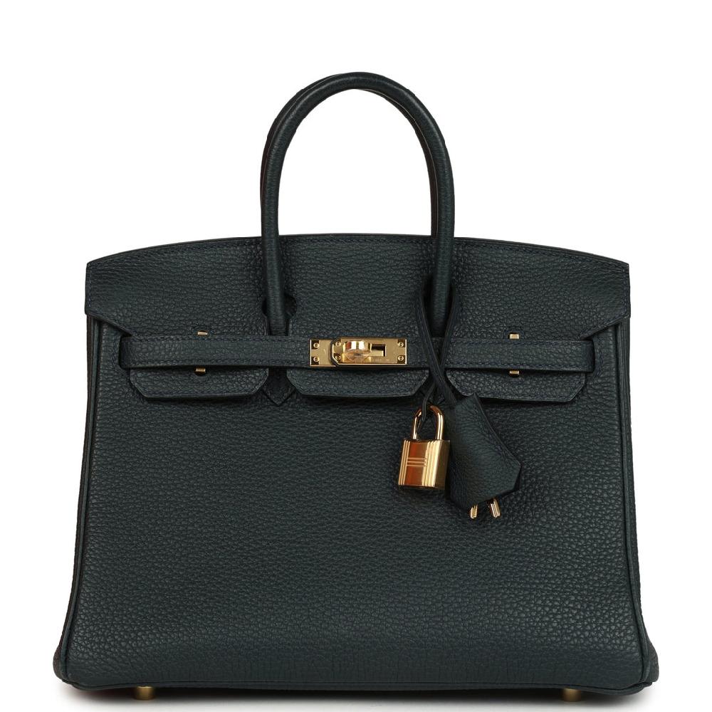 Pre-owned Hermes Birkin 25 Vert Rousseau Togo Gold Hardware