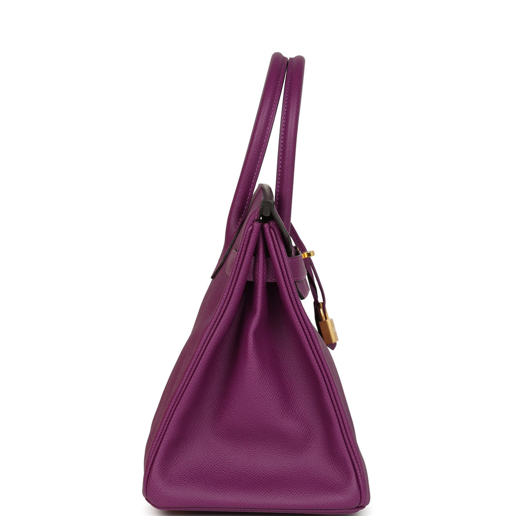 Pre-owned Hermes Birkin 30 Anemone Epsom Gold Hardware