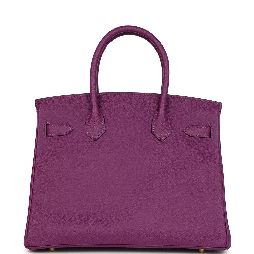 Pre-owned Hermes Birkin 30 Anemone Epsom Gold Hardware