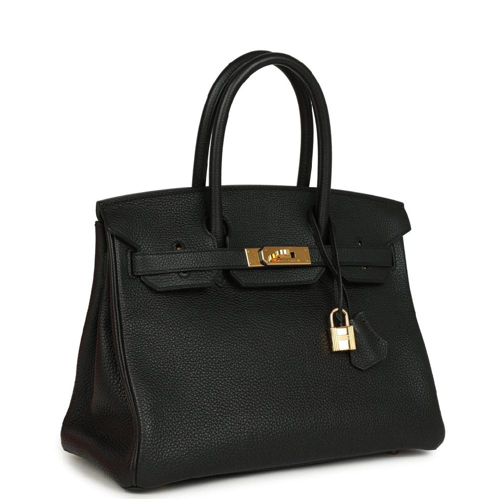 Pre-owned Hermes Birkin 30 Black Togo Gold Hardware
