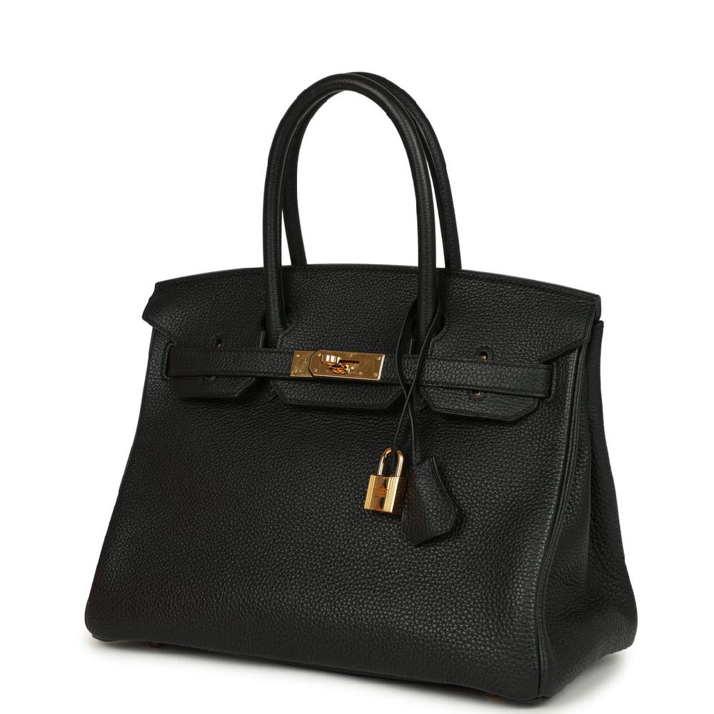 Pre-owned Hermes Birkin 30 Black Togo Gold Hardware
