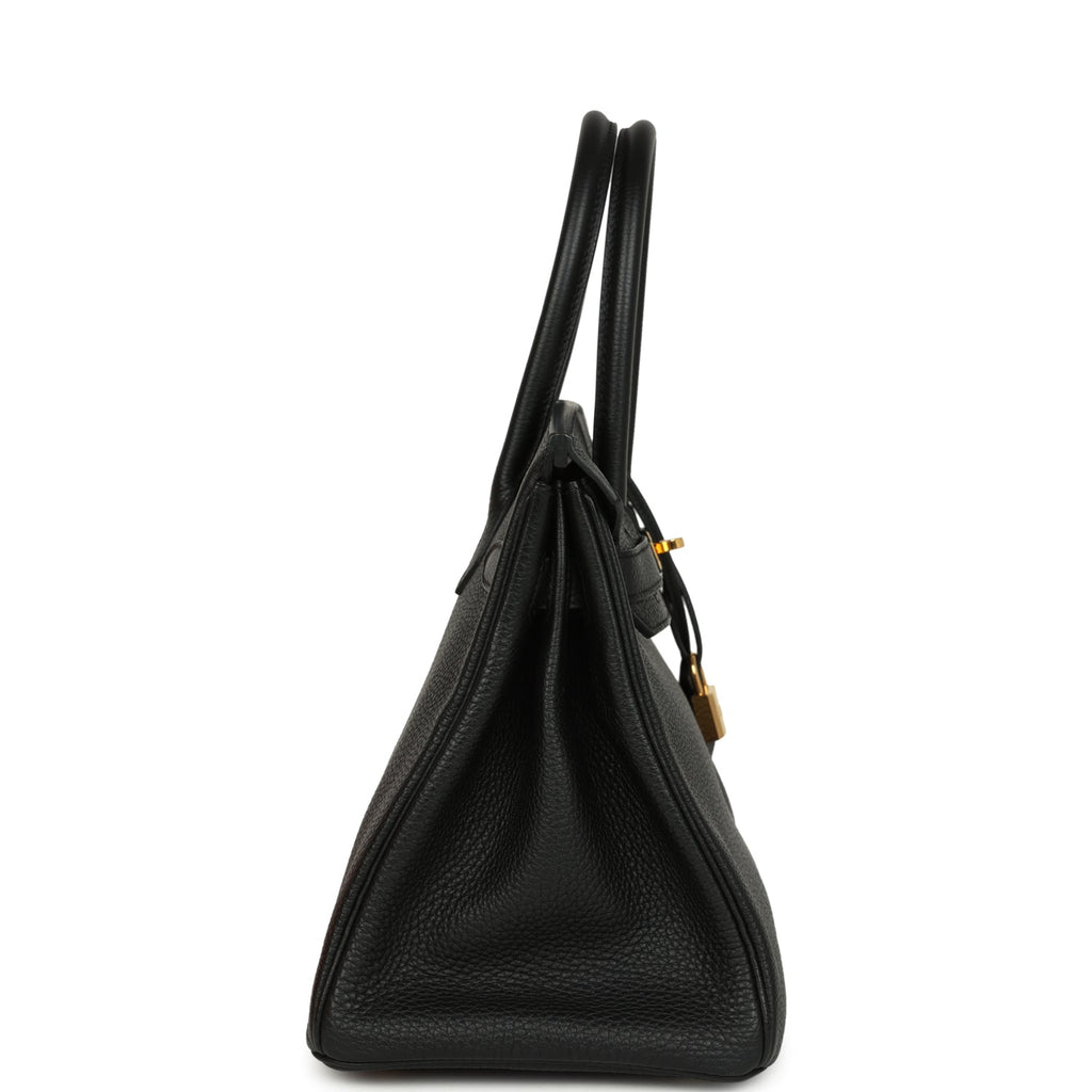 Pre-owned Hermes Birkin 30 Black Togo Gold Hardware