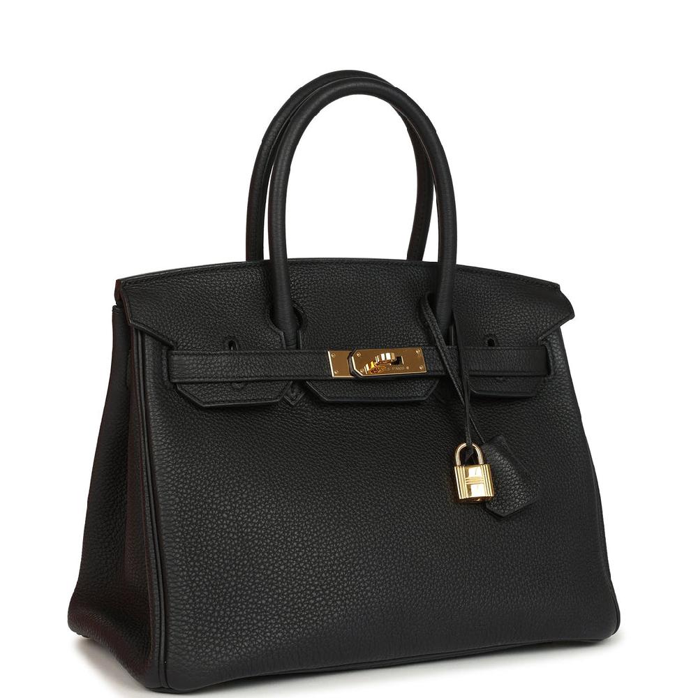 Pre-owned Hermes Birkin 30 Black Togo Gold Hardware