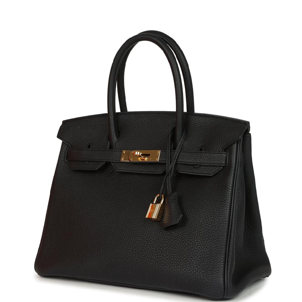 Pre-owned Hermes Birkin 30 Black Togo Gold Hardware