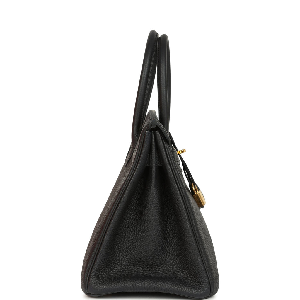 Pre-owned Hermes Birkin 30 Black Togo Gold Hardware