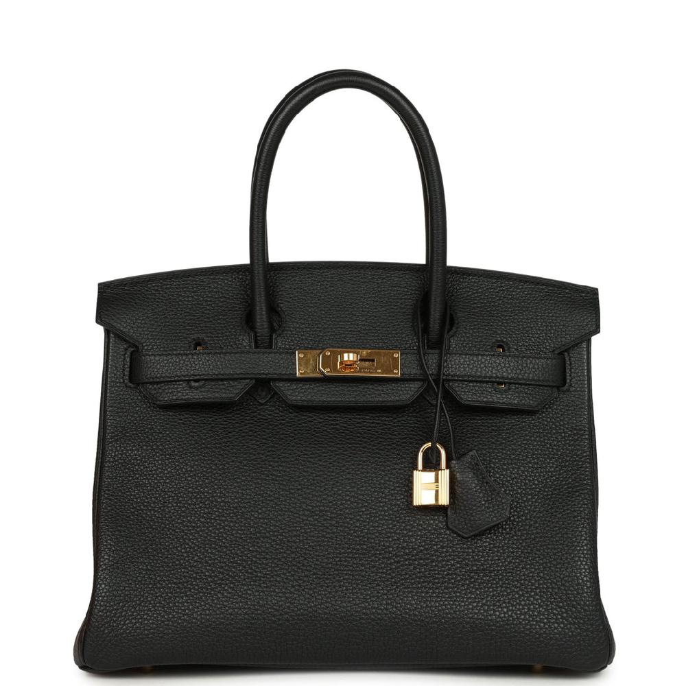 Pre-owned Hermes Birkin 30 Black Togo Gold Hardware