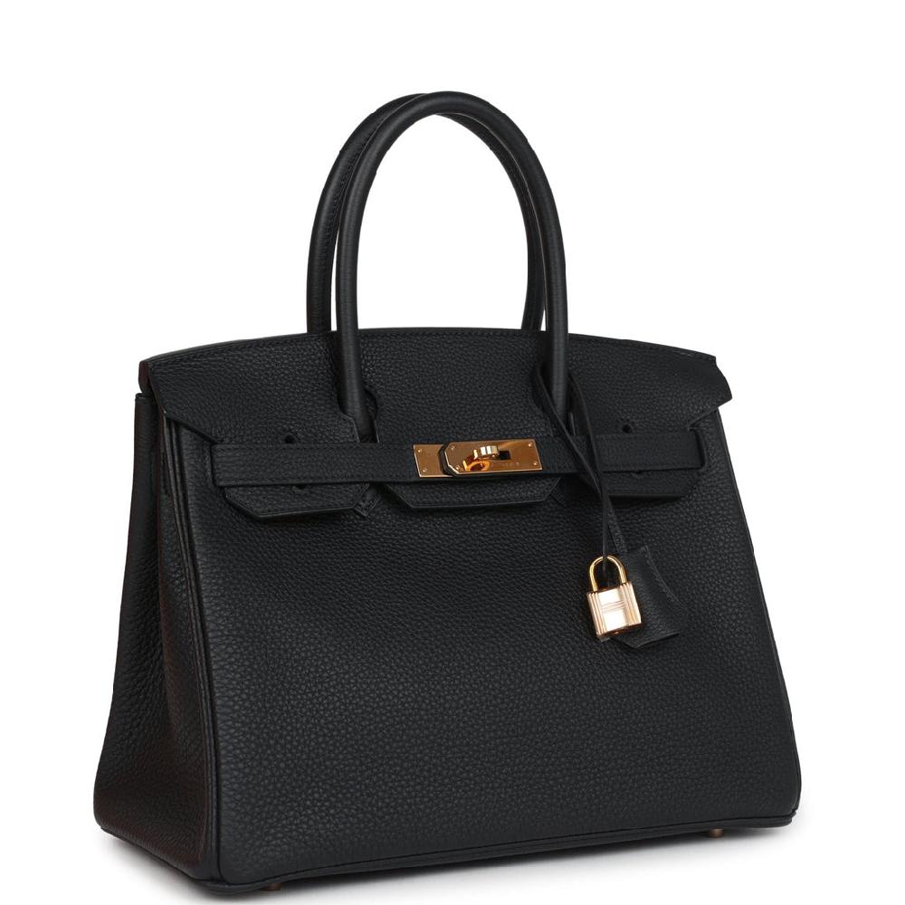 Pre-owned Hermes Birkin 30 Black Togo Rose Gold Hardware
