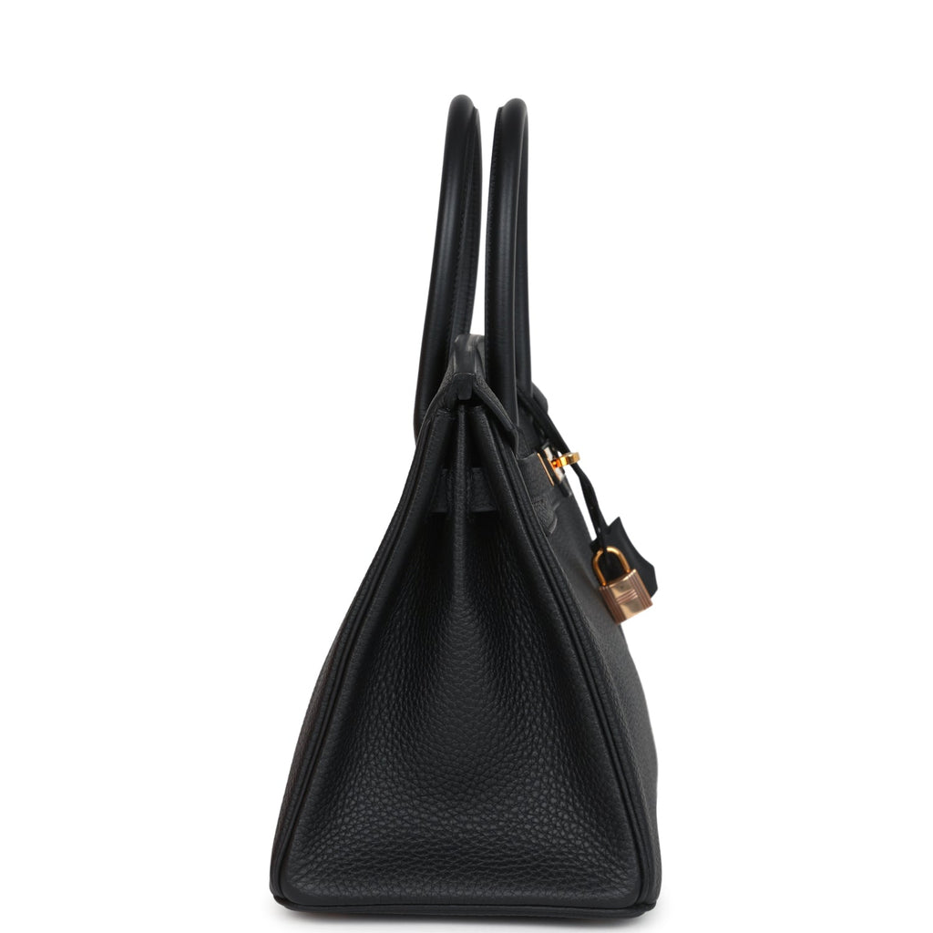 Pre-owned Hermes Birkin 30 Black Togo Rose Gold Hardware