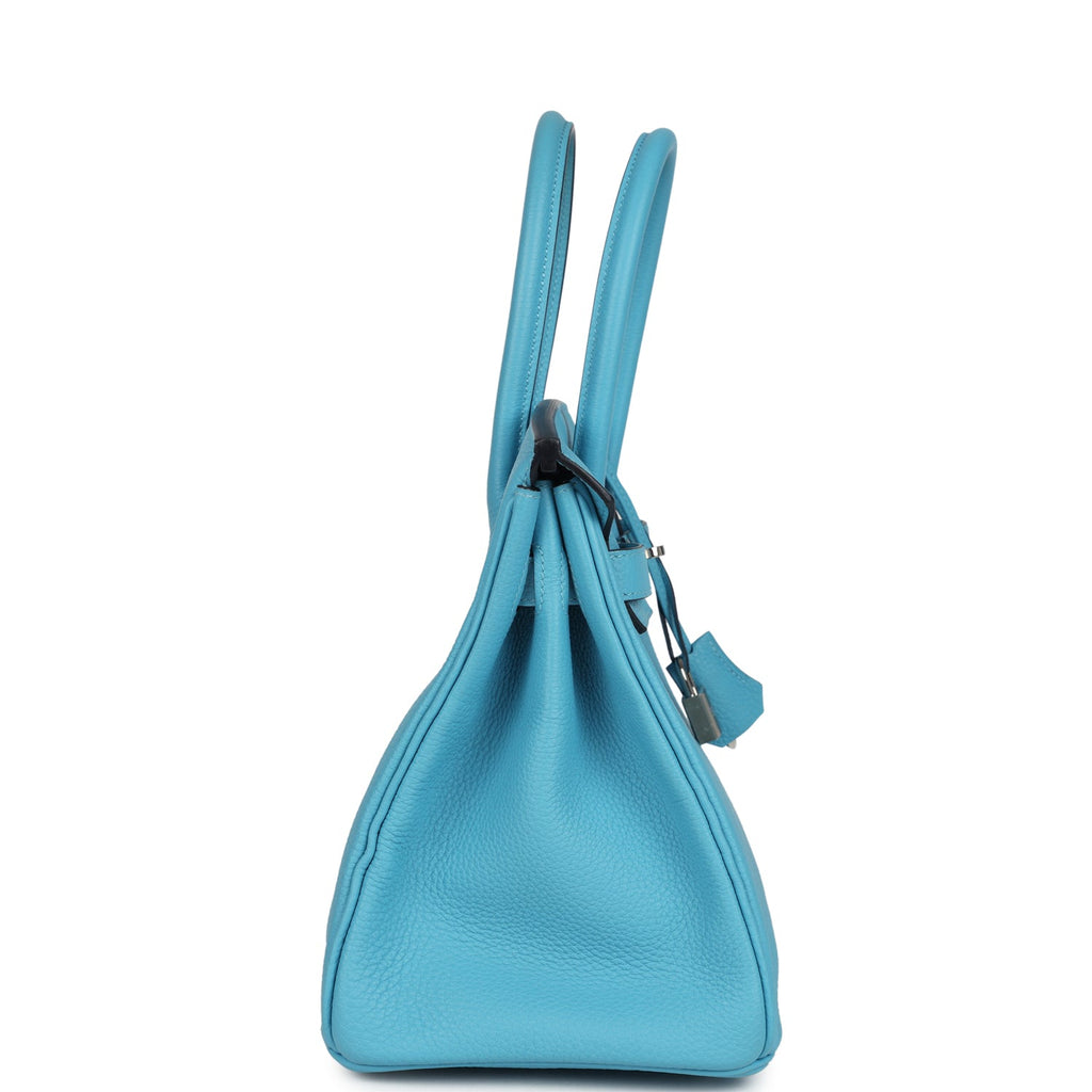 Pre-owned Hermes Birkin 30 Bleu Du Nord Togo Palladium Hardware