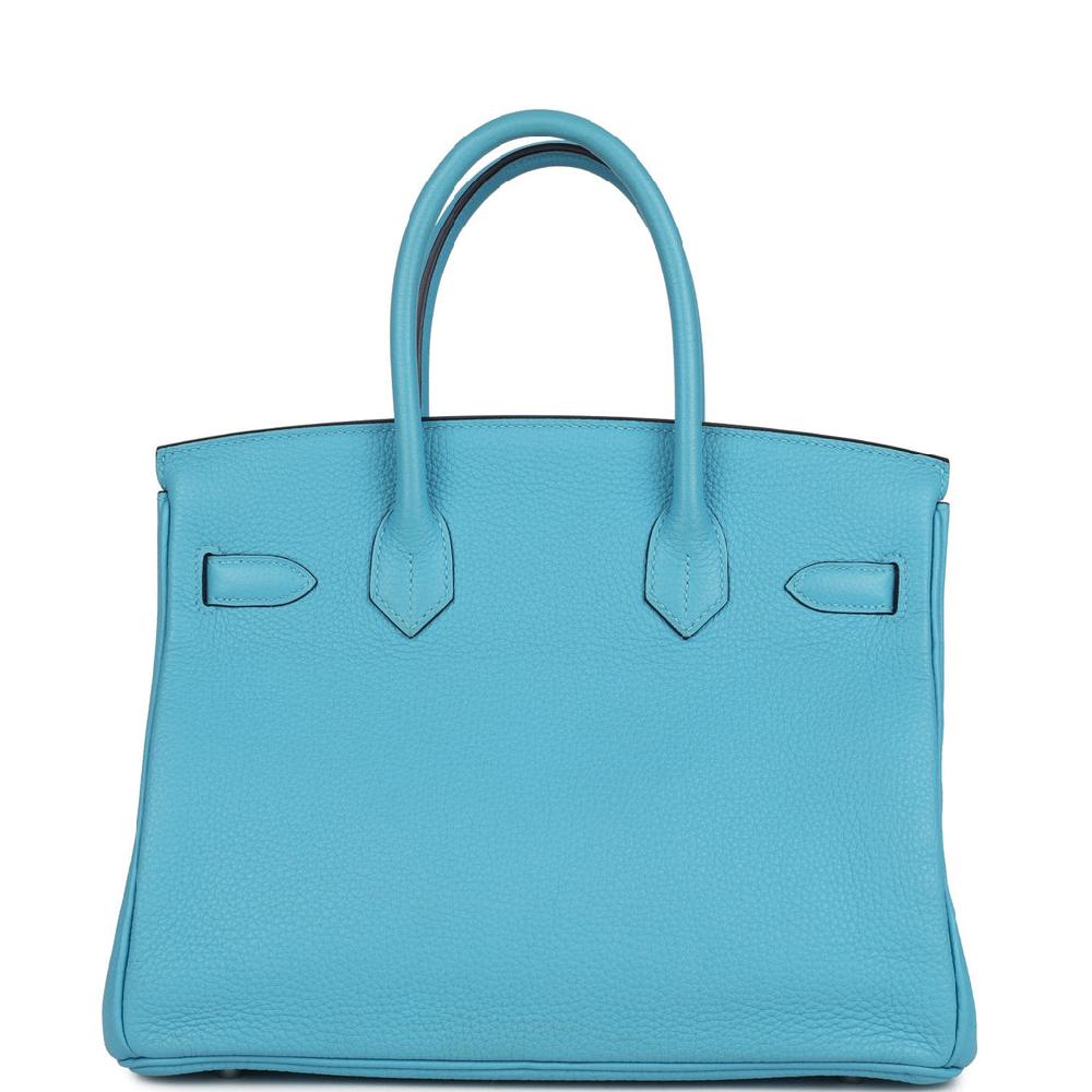Pre-owned Hermes Birkin 30 Bleu Du Nord Togo Palladium Hardware